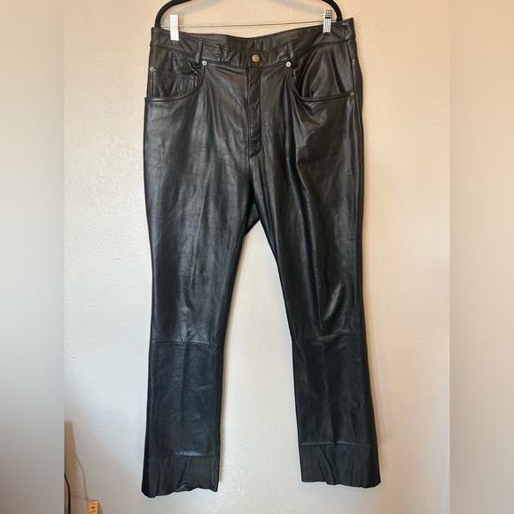 Wilsons Leather Pants - Wilsons Leather Dark Straight Leg Trousers